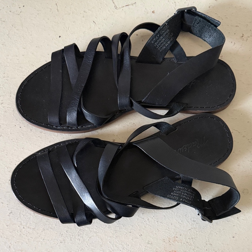Madewell Black Strappy Flat Sandals
